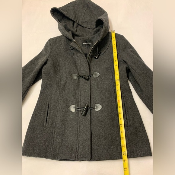 Net Collection Women's Stylish Pea Coat Jacket Hood Pockets Gray Wool Size 8 - Picture 4 of 9